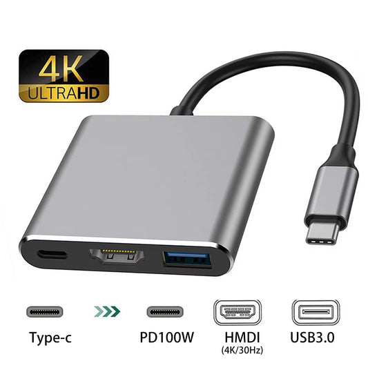 USBC to HDMI Adapter with USB 3.0 Multiport Hub for Macbook Pro, Ipad Air, Iphone, Laptop, TV, Switch, Monitor
