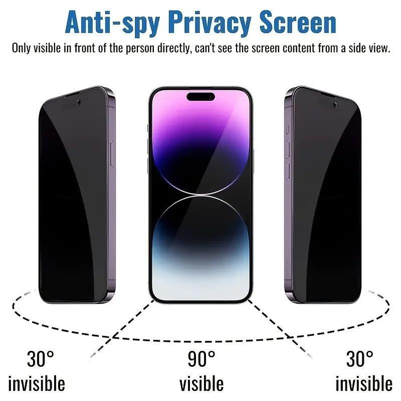 Anti-Spy Privacy Tempered Glass Screen Protector for iPhone 11/12/13/14/15/16/17 Pro/Pro Max/Plus